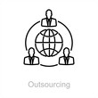 Outsourcing and hr icon concept 