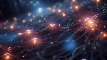 Wall Mural - a futuristic landscape of electric currents flowing from the human brain to a network of advanced ar