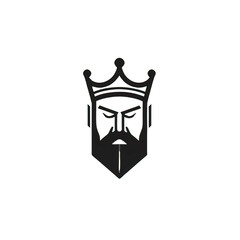 Poster - Design of minimalist logo featuring a king in black