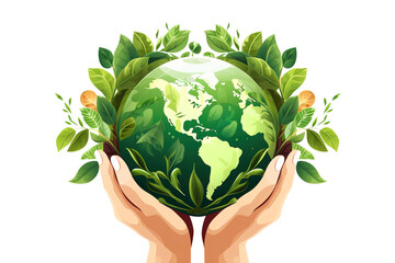 hands holding green earth isolated on transparent background remove png, clipping path, pen tool