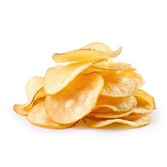 A pile of plain potato chips