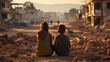 © Christian - View of a child and a woman sitting in front of a poor area street in Morocco