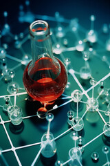 Poster - Simple linear representation of a chemistry equation for chemical research papers.