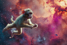 Illustration Of A Monkey Floating In Space