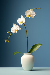 Poster - A white orchid in a simple pot, creating a Zen-like atmosphere with its minimalistic beauty.