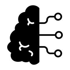 Wall Mural - Digital Brain solid glyph icon