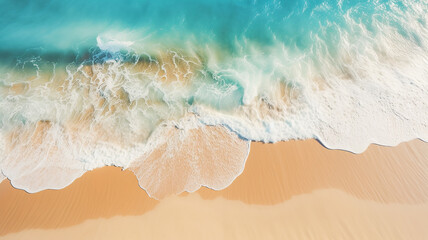 Wall Mural - sand beach background with wave high angle shot