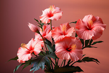 Poster - Whispers of exotic hibiscus flowers in a minimalistic setting, creating an elegant tropical vibe.