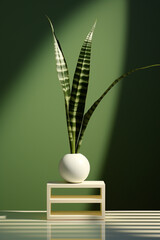 Poster - A moment of silence captured through the minimalistic display of a snake plant, radiating tranquility.