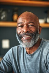 Wall Mural - A man with a beard smiling directly at the camera. Suitable for various uses