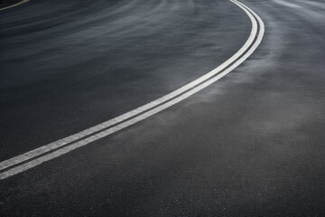 Top view, texture of an empty asphalt road, with markings