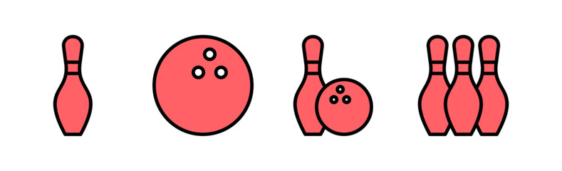 Wall Mural - Bowling icon set illustration. bowling ball and pin sign and symbol.