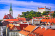 Bratislava, Slovakia. Panoramic rooftop view of the Castle.