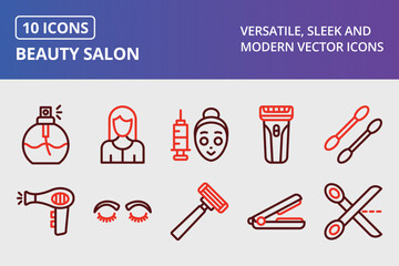 Wall Mural - Beauty Salon Thick Line Two Colors Icons Set