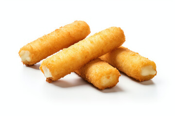 Mozzarella cheese stick on white