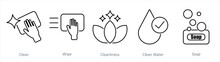 A set of 5 Hygiene icons as clean, wipe, cleanliness