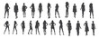 © FK - Model silhouette collection. Set of woman silhouettes. Collection of fashion woman model silhouette. Girls woman sexy posing set vector silhouette. Vector illustration.
