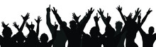 Cheering Crowd Silhouette Excited Young People With Hands Up Happy Friends Group Nightclub Discotheque Cheerful Visitors
