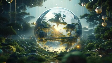 Wall Mural - a virtual environment depicting a fictional planet where robots must evolve to survive continuously 