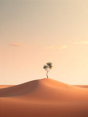 tree in the desert at sunset