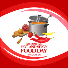 International Hot and Spicy Food Day poster vector illustration.