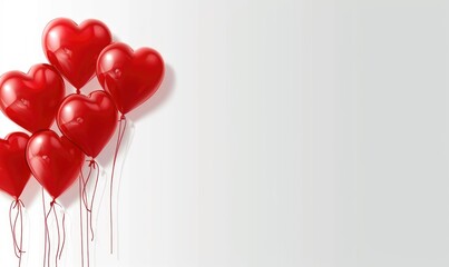 Background with helium balloons in the shape of a heart