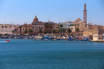 Poster - Bari town in Italy. Southern Europe travel destination.