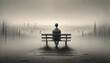 A poignant portrayal of apathy depicted as a solitary figure sitting on a bench