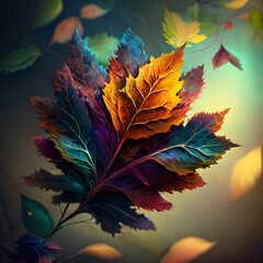 Wall Mural - autumn leaves on the water