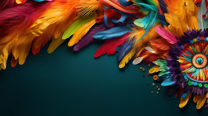 Colorful brazilian carnival background copy space on Background, Ai generated image