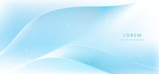 Wall Mural - abstract white and blue wave lines trendy background.