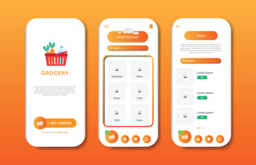 Wall Mural - application to buy groceries. collection of online grocery store interface templates. responsive gui