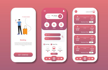 Wall Mural - online travel ticket booking design for mobile applications. travel ticket booking platform screen. 