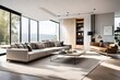 © muhammad - Contemporary Comfort: Modern Living Room with Stylish Sofa - Chic Design, Neutral Tones, and Comfortable Seating | Inviting Space for Relaxation and Socializing | Aesthetic and Functional Living Room