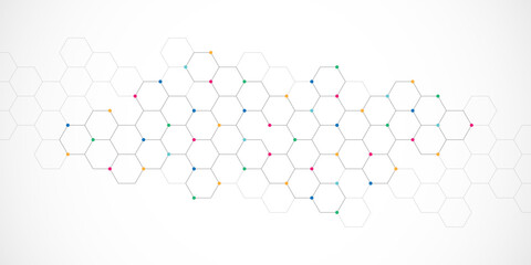 Vector illustration of hexagons pattern. Geometric abstract background with simple hexagonal elements. Creative idea for medical, technology or science design