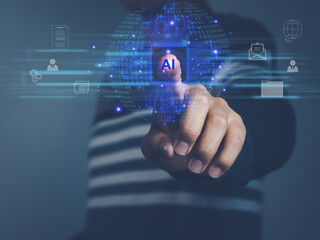 Wall Mural - artificial intelligence and technology, future connectivity will emerge with global advancements in 