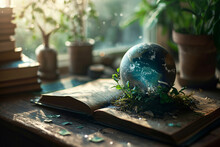 Book Over The Planet, Mental Health Day Concept, World Literature Concept, Global Education Concept, Earth Day Concept.