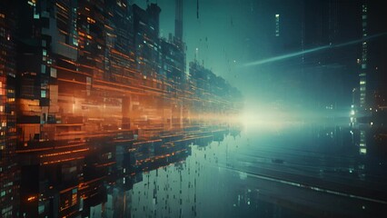 Wall Mural - an unsettling digital representation of a world ravaged by the consequences of unchecked ai growth. 