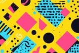 Fototapeta Big Ben -  Capture the essence of the 80s in your design with a background adorned with classic Memphis design-inspired patterns and vibrant colors, Generative AI