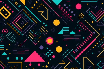  Celebrate the bold aesthetics of the 80s in your design with a background filled with patterns inspired by retro arcade games and geometric motifs, Generative AI