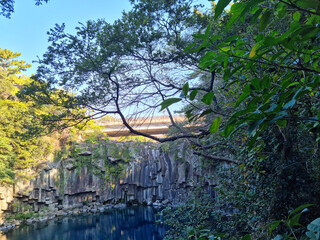Canvas Print - 
This is the first waterfall in Cheonjeyeon on Jeju Island.