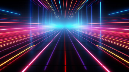 3d render abstract background with Multicolor neon