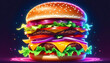 Hand drawn dazzling hamburger food illustration
