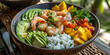 © Oleksandr - Exotic Hawaiian salad with shrimp, avocado, rice, mango