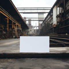 Wall Mural - white empty business cards mockup in industrial background generative ai