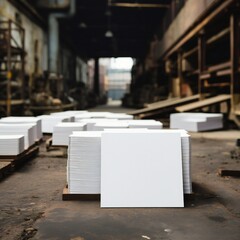 Wall Mural - white empty business cards mockup in industrial background generative ai