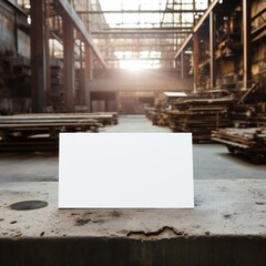 Wall Mural - white empty business cards mockup in industrial background generative ai
