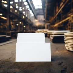 Wall Mural - white empty business cards mockup in industrial background generative ai