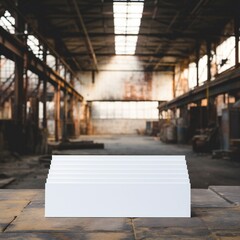 Wall Mural - white empty business cards mockup in industrial background generative ai