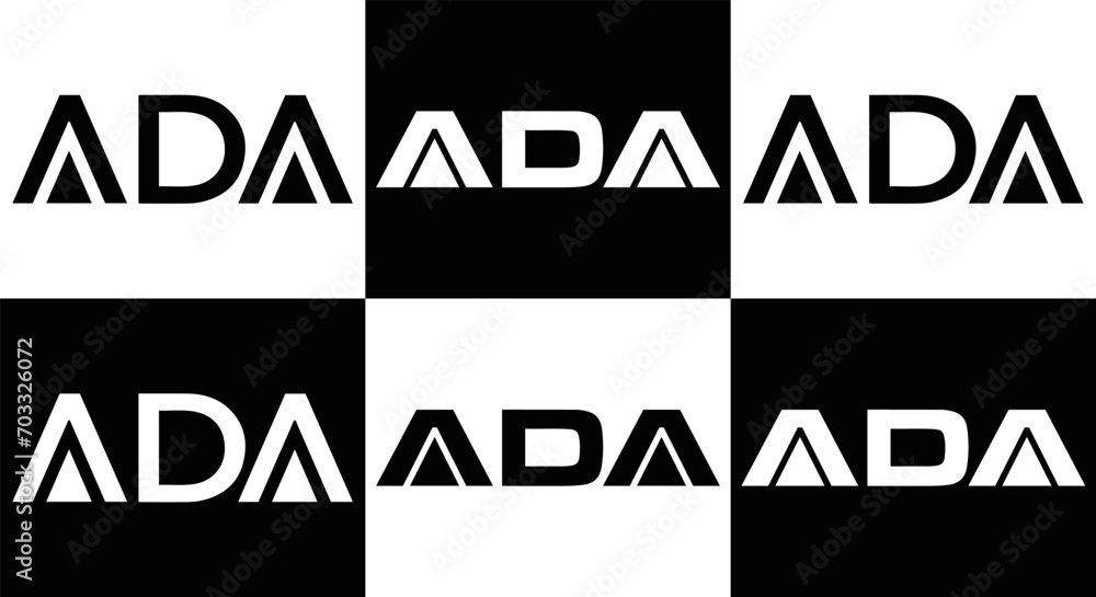 ADA logo. ADA set , A D A design. White ADA letter. ADA, A D A letter ...